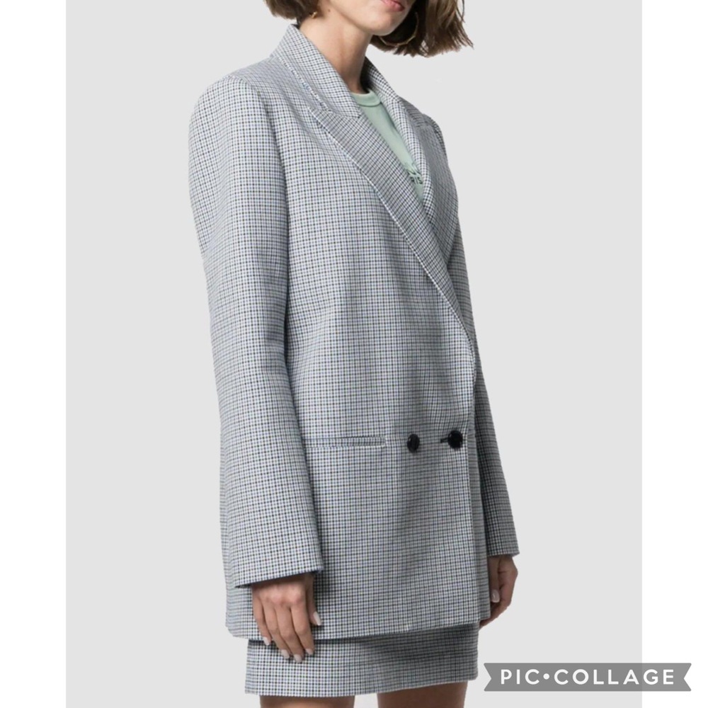 Philosophy Di Lorenzo Serafini Double Breasted Houndstooth Plaid Blazer Jacket